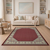 Red Traditional Persian Area Rug with Ornate Borders