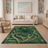 Emerald Octopus Abstract Area Rug