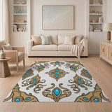 Teal Eye Ornate Pattern Area Rug