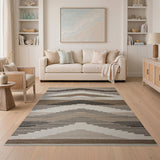 Beige Zigzag Geometric Woven Rug