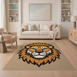 Bold Cartoon Lion Face Area Rug