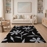 Grey Daisy Silhouette Floral Area Rug