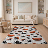 Playful Black Cats Orange Hot Dogs Area Rug