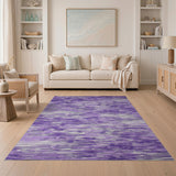 Purple Striped Geometric Area Rug