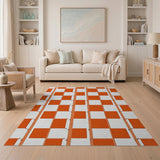 Orange Geometric Frame Area Rug