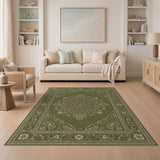 Green Traditional Persian Floral Medallion Area Rug