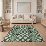 Lush Green Geometric Diamond Trellis Rug