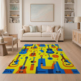 Vibrant Geometric Guitar Music Area Rug