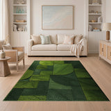 Lush Green Leaf Patchwork Area Rug