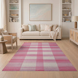 Pink Plaid Check Area Rug