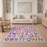 Vibrant Multi-Color Stencil Alphabet Area Rug