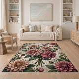 Blush Dahlia Bouquet Floral Vintage Rug