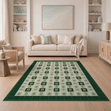 Green Windowpane Check Area Rug
