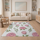 Blush Peony Floral Pattern Area Rug