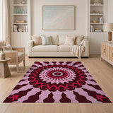 Pink Mandala Heart Geometric Area Rug