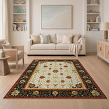 Ivory Gold Red Traditional Persian Floral Rug