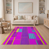 Vibrant Pink Yellow Teal Geometric Area Rug