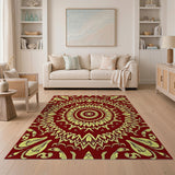 Red Gold Mandala Persian Area Rug