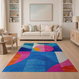 Vibrant Geometric Abstract Multi-Color Area Rug