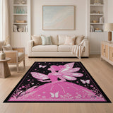 Pink Pixel Fairy Wings Butterflies Area Rug