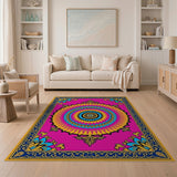 Multi-color and Patterns Vibrant Pink Mandala Persian Area Rug