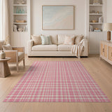 Classic Pink Gingham Check Area Rug