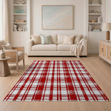 Bold Red White Checkered Farmhouse Rug