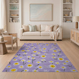 Purple Purple Daisy Meadow Floral Area Rug