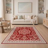 Red Floral Vintage Red Area Rug