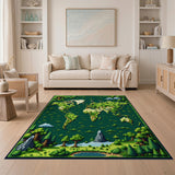 Pixel Forest World Map Area Rug