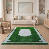 Baseball Field Turf Area Rug with Ball