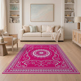 Traditional Persian Pink Vibrant Pink Mandala Persian Area Rug