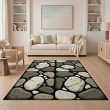 Coastal Beach Grey Grey Pebble Mosaic Area Rug