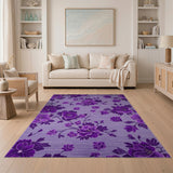 Purple Purple Floral Vintage Area Rug
