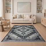 Black and White Black White Southwestern Geometric Area Rug