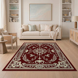Deep Red Ornate Floral Persian Rug