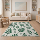 Green Fern Snowflake Pattern Area Rug