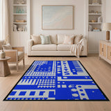 Blue and Teal Bold Blue Geometric Abstract Area Rug
