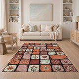 Distressed Vintage Floral Tile Area Rug