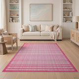 Pink Gingham Check Area Rug