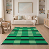 Geometric Modern Green Plaid Geometric Area Rug