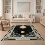 Golden Sun Face Moon Celestial Rug