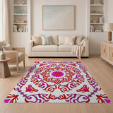 Ornate Pink Mandala Persian Pink Area Rug