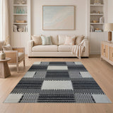 Geometric Modern Black White Geometric Woven Area Rug