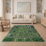 Isometric Green Metropolis Area Rug