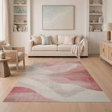 Blush Pink Abstract Wave Area Rug