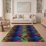 Vibrant Rainbow Mountain Geometric Rug