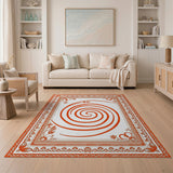 Red Spiral Medallion Persian Area Rug