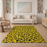 Vibrant Yellow Leopard Print Area Rug