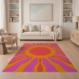 Radiant Pink Orange Sunburst Area Rug